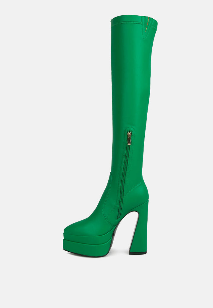 cyber punk high platform long boots by ruw#color_green