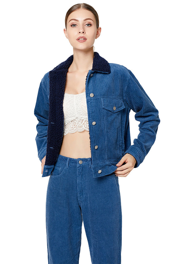 borg cord jacket#color_blue