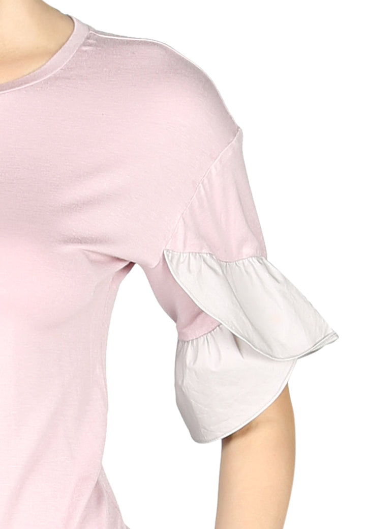 petal sleeve casual top#color_dusty-pink