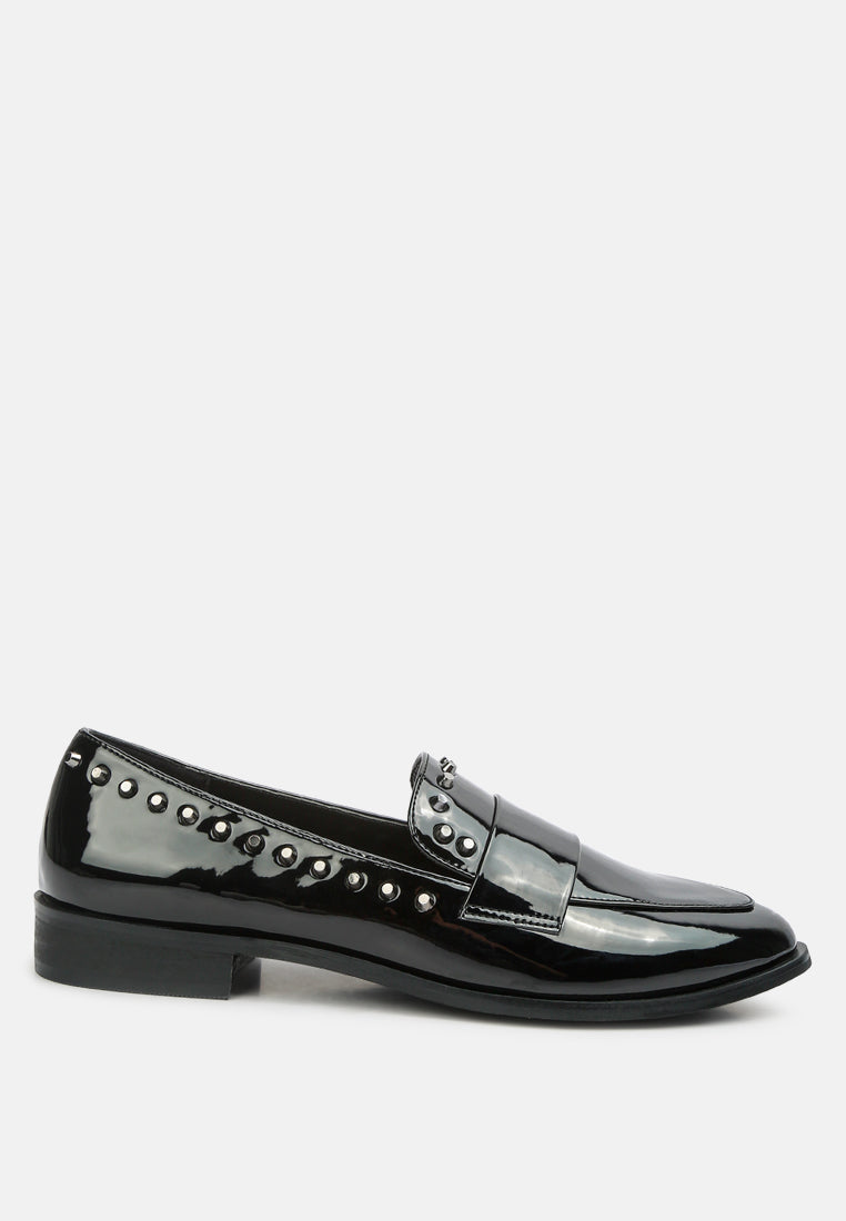 emilia patent stud penny loafers by ruw#color_black