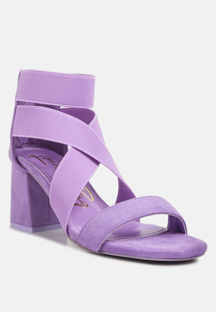elastic strappy block heel sandals by ruw#color_lilac
