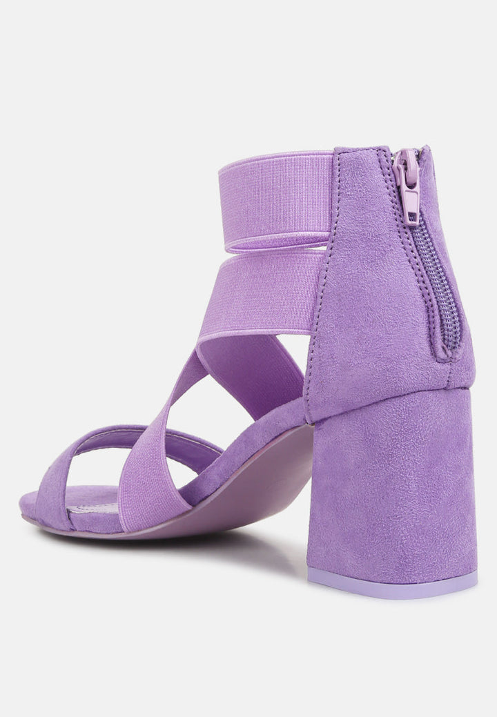 elastic strappy block heel sandals by ruw#color_lilac