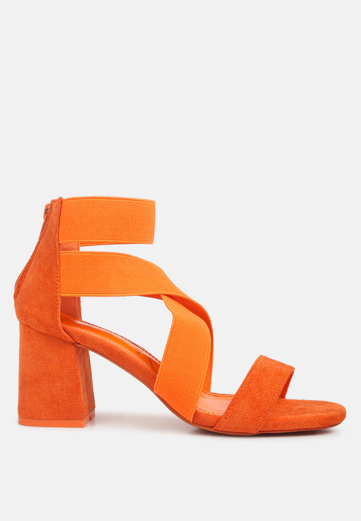 elastic strappy block heel sandals by ruw#color_orange