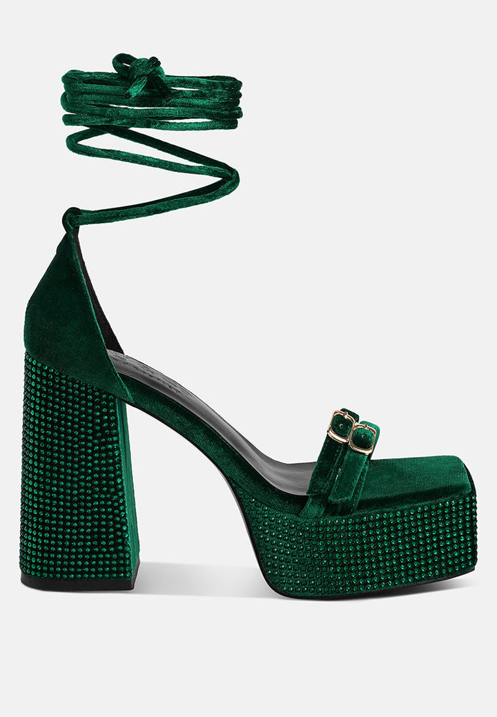 firecrown rhinestone platform high block sandals by ruw#color_green