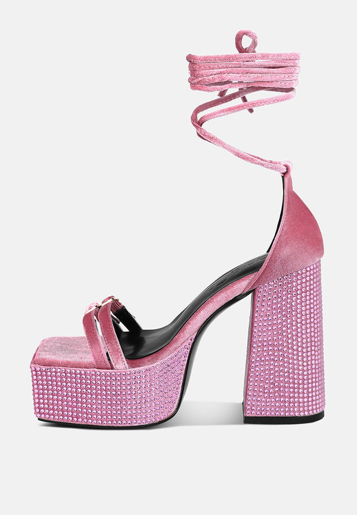 firecrown rhinestone platform high block sandals by ruw#color_lilac