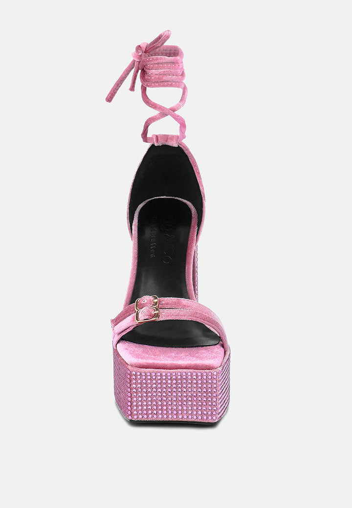firecrown rhinestone platform high block sandals by ruw#color_lilac