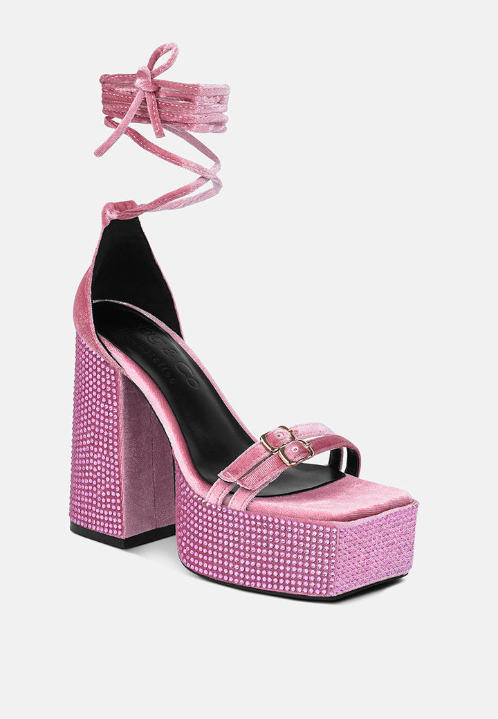 firecrown rhinestone platform high block sandals by ruw#color_lilac