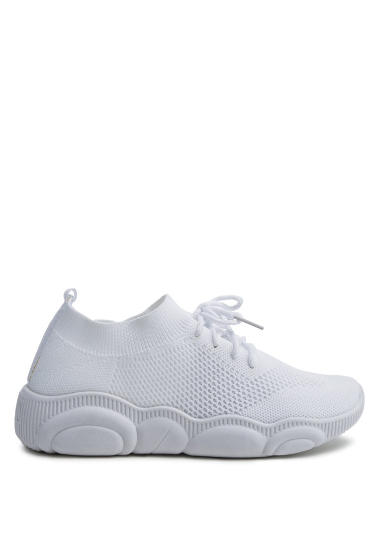 freestyle monotone knitted walking sneakers#color_white