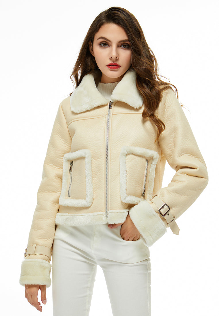 faux fur trucker jacket#color_cream