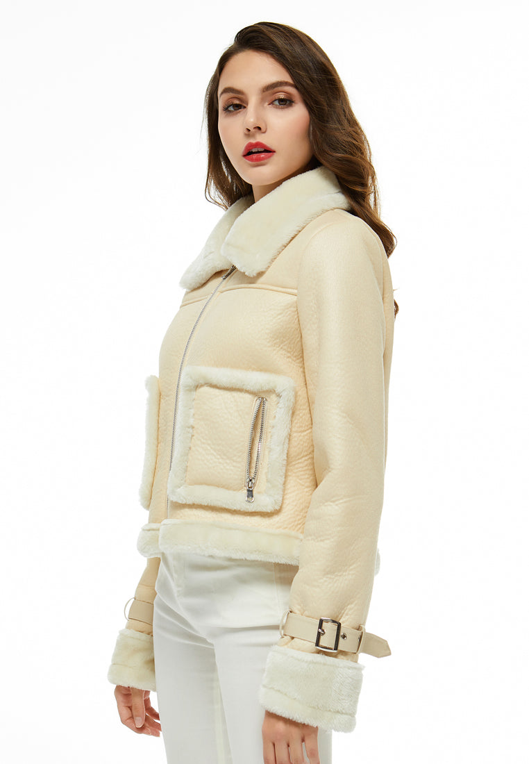 faux fur trucker jacket#color_cream