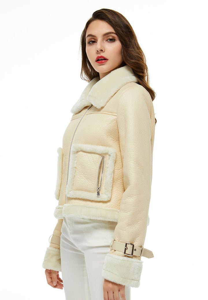 faux fur trucker jacket#color_cream