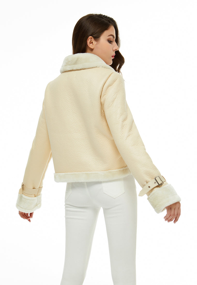 faux fur trucker jacket#color_cream