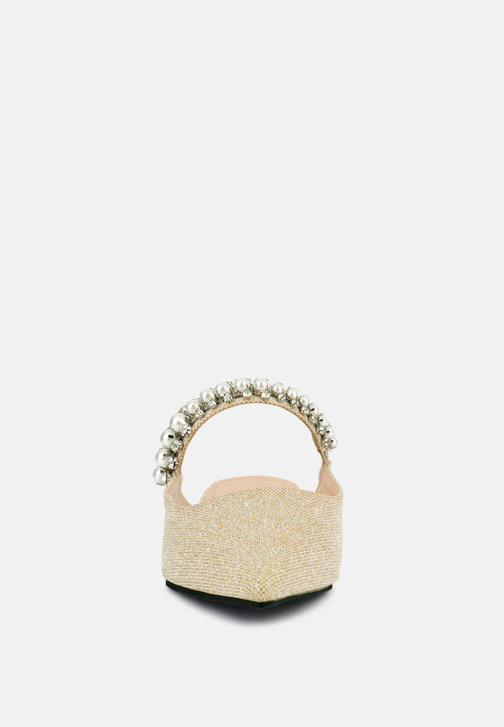 geode pearl embellished slip on mules by ruw#color_beige
