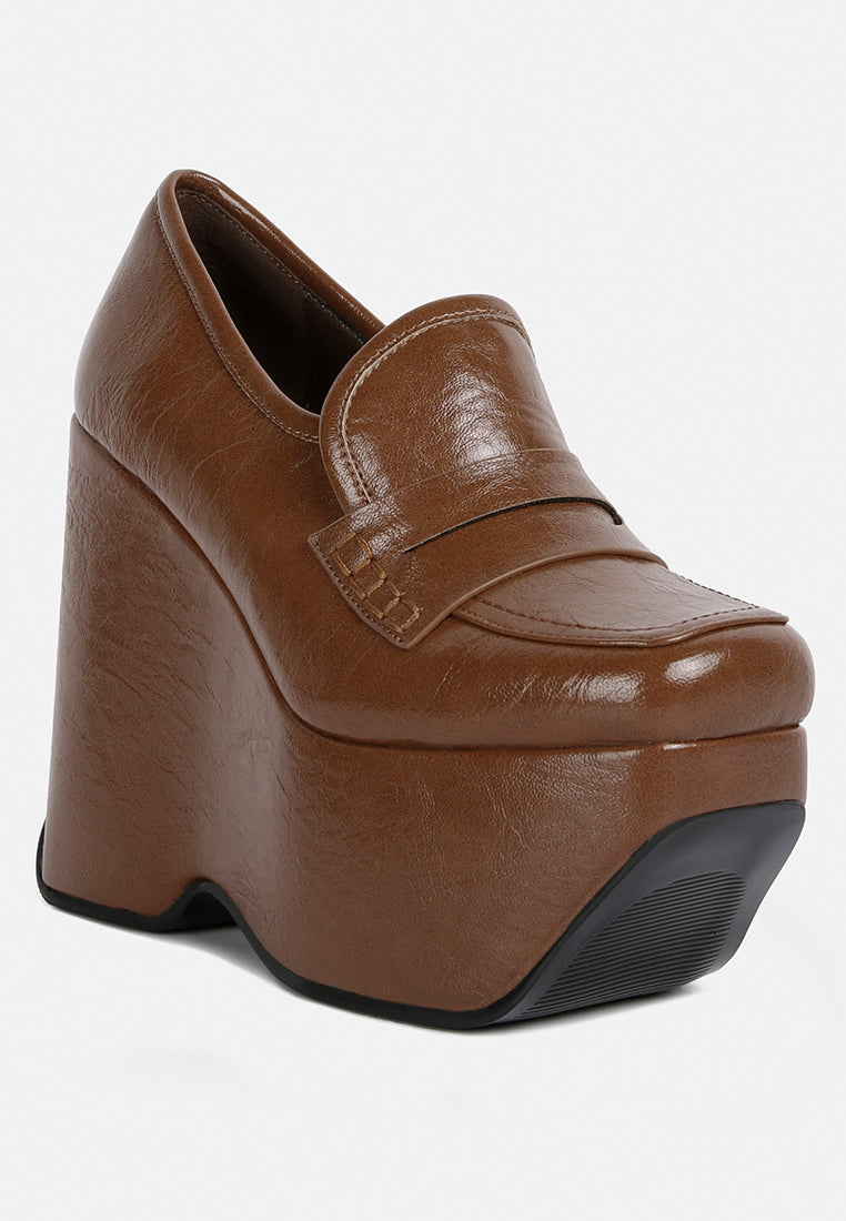 gilliam high platform wedge loafers by ruw#color_tan