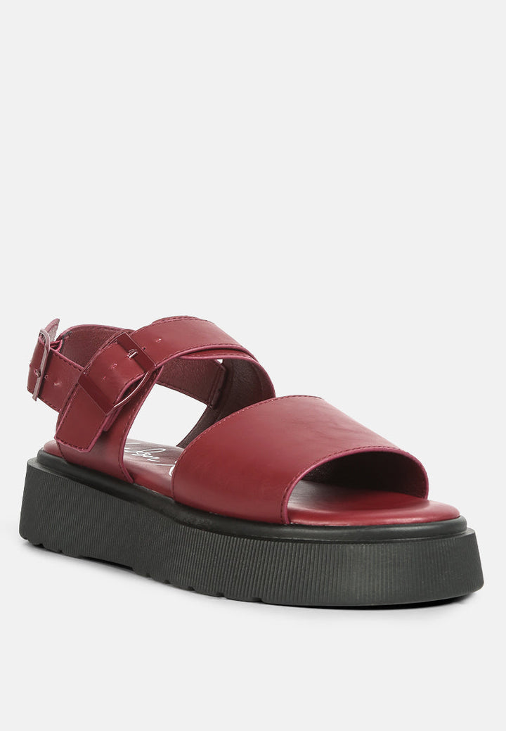 gladen pin buckle platform sandals by ruw#color_burgundy