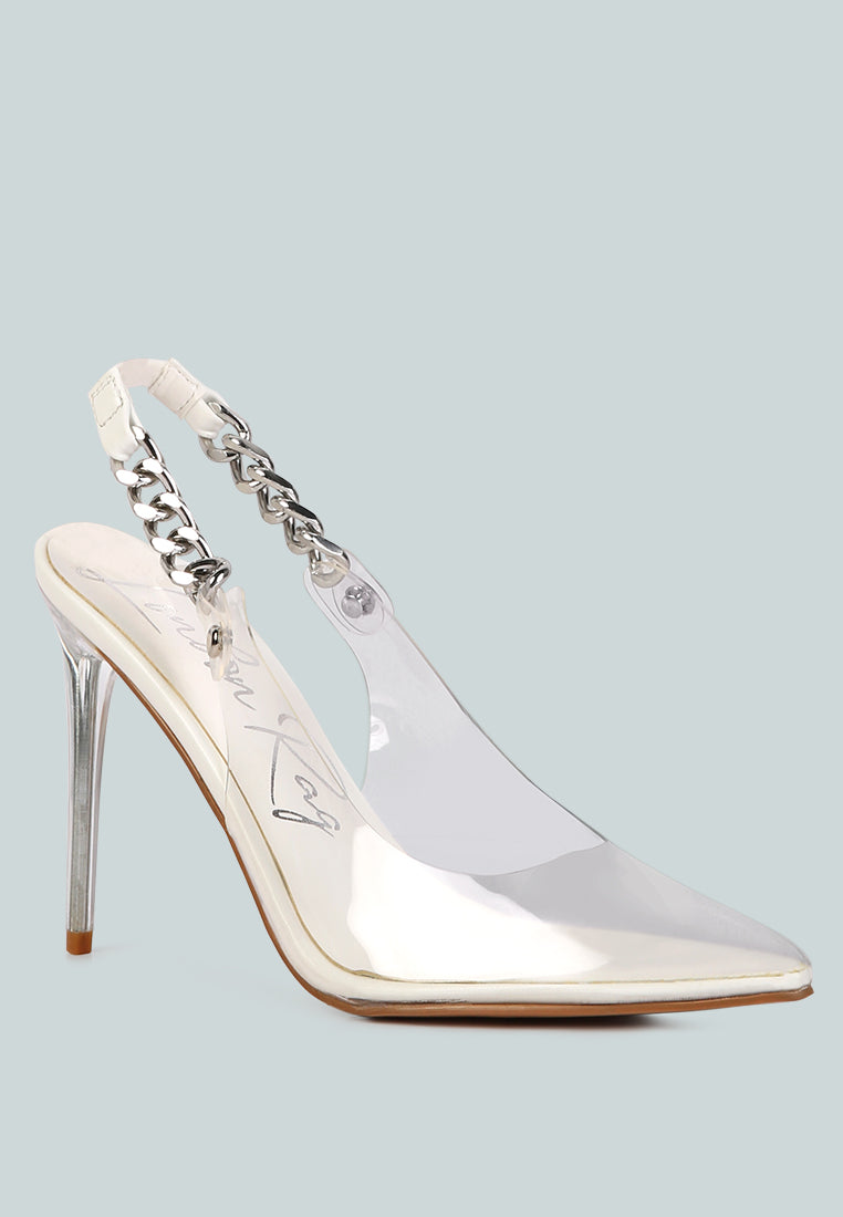 goddess heeled clear chain slingback sandal#color_white
