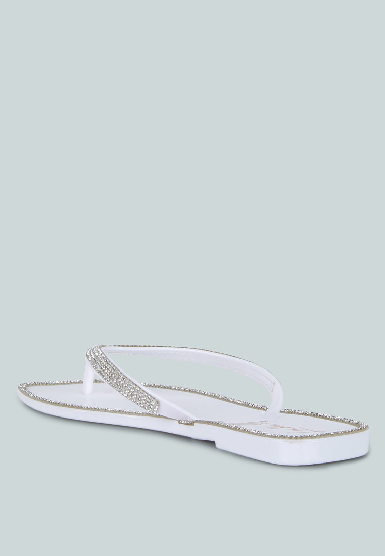 golightly diamante stud detail thong flats by ruw#color_white