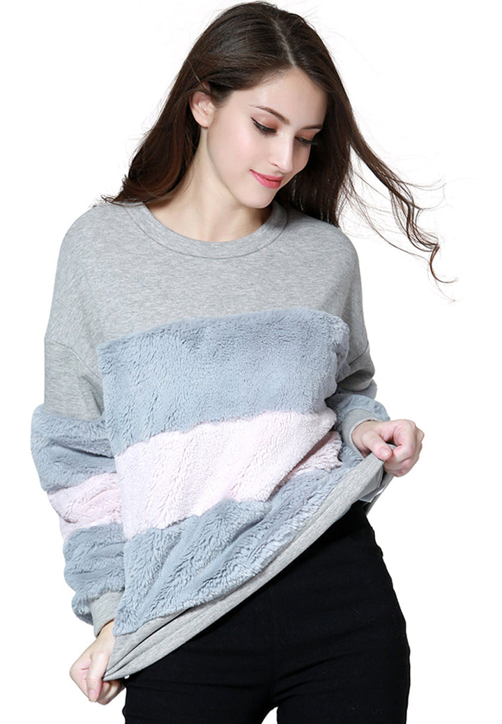 two tone stripes Super stylish sweatshirt#color_grey
