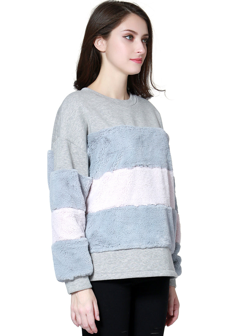 two tone stripes Super stylish sweatshirt#color_grey
