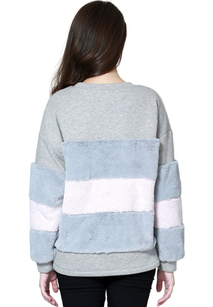 two tone stripes Super stylish sweatshirt#color_grey
