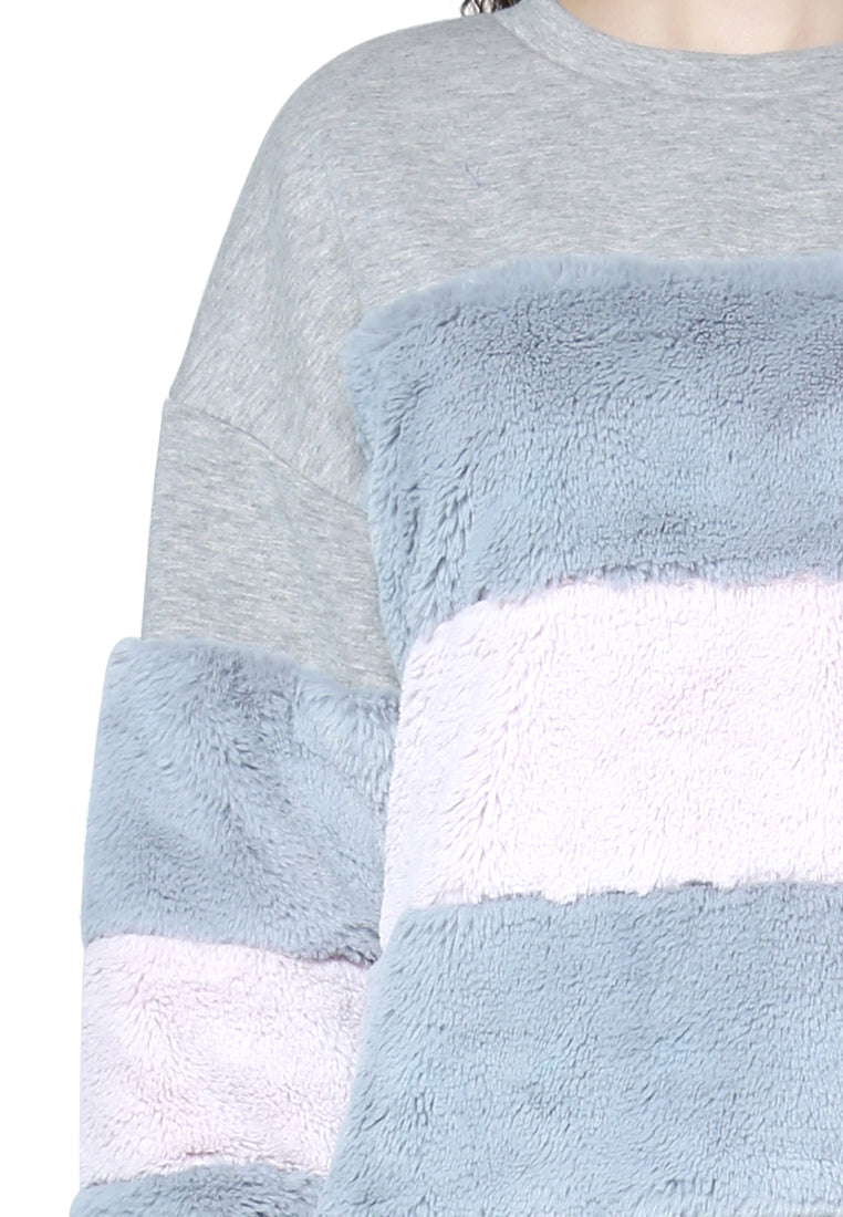 two tone stripes Super stylish sweatshirt#color_grey