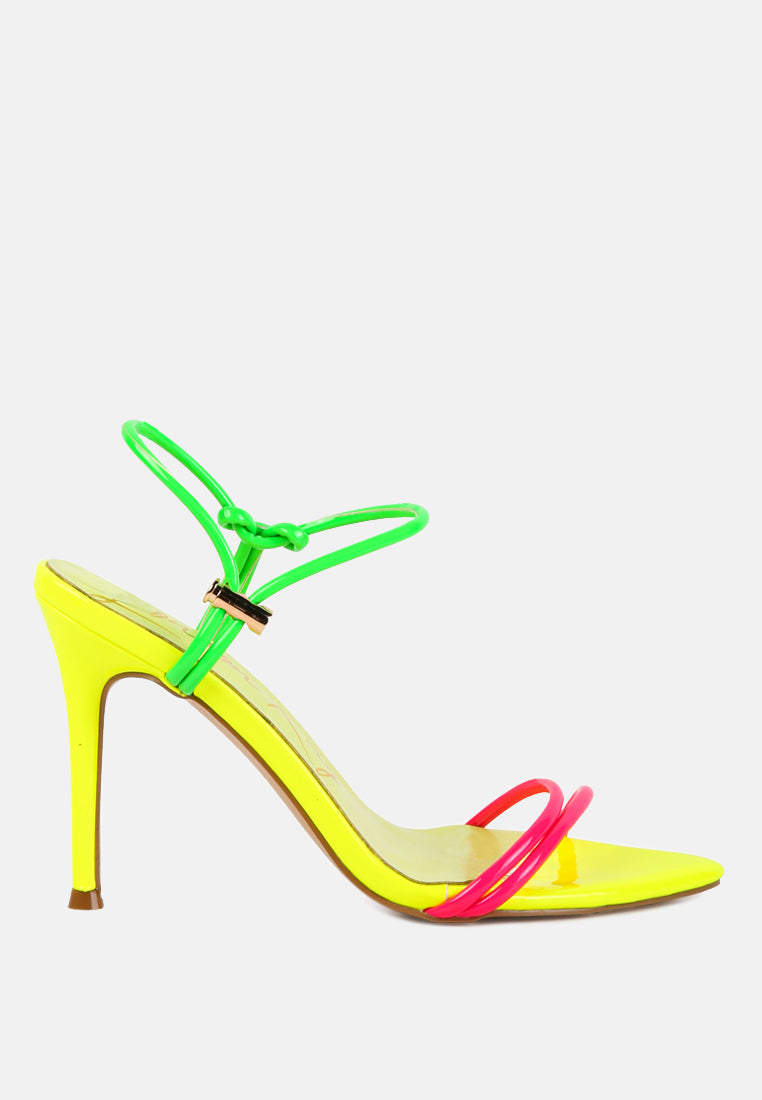 high porch drawstring band stiletto sandals by ruw#color_neon-yellow