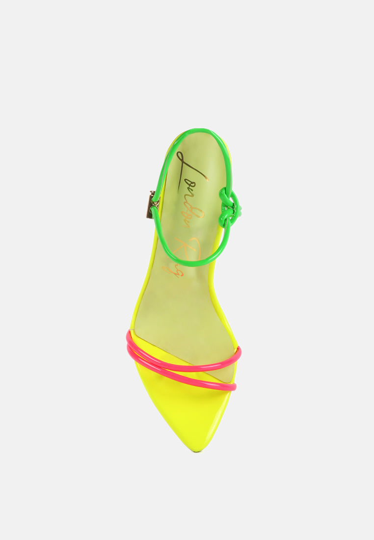 high porch drawstring band stiletto sandals by ruw#color_neon-yellow