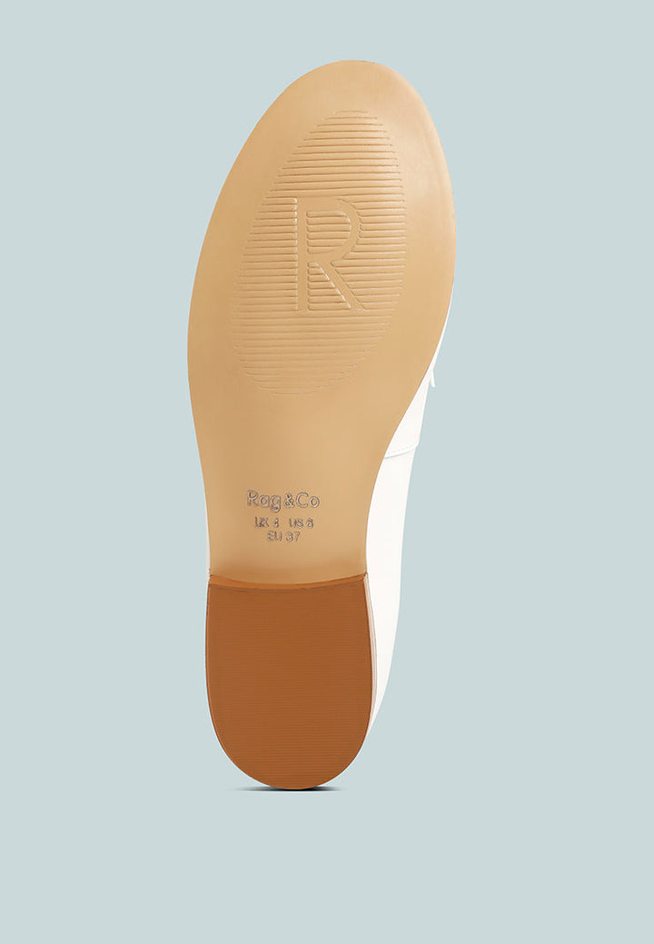 holda horsebit embelished loafers with stitch detail by ruw#color_off-white