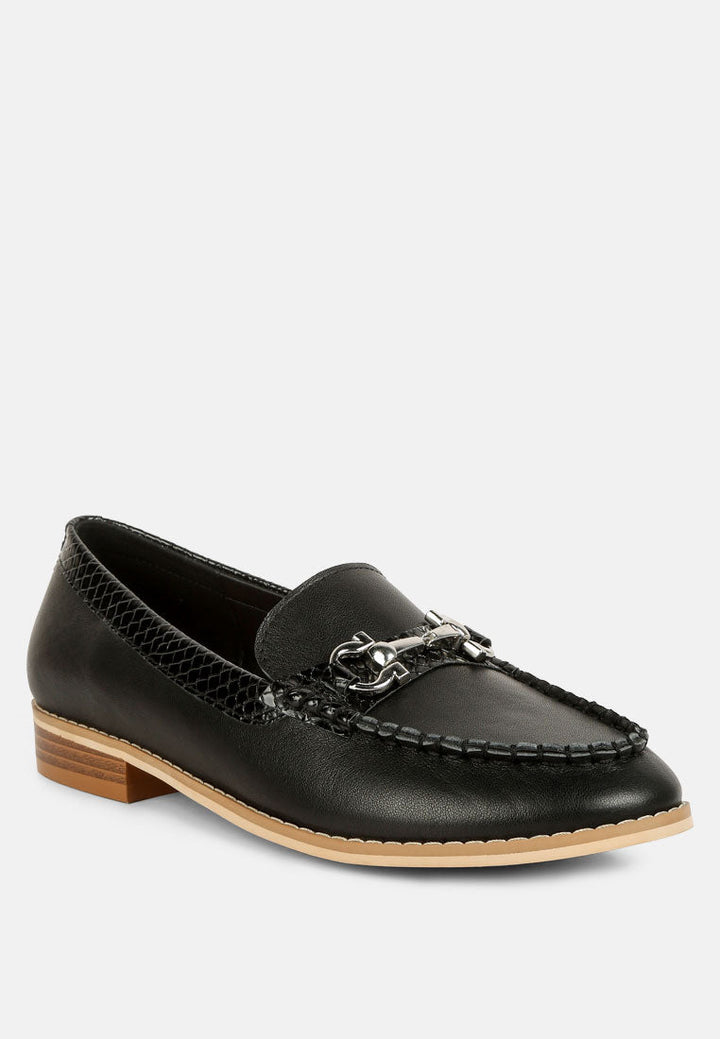 holda horsebit embelished loafers with stitch detail by ruw#color_black