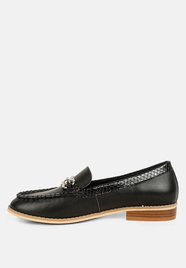 holda horsebit embelished loafers with stitch detail by ruw#color_black