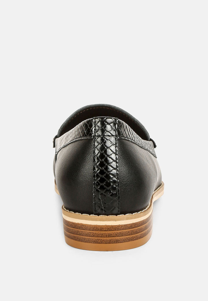 holda horsebit embelished loafers with stitch detail by ruw#color_black