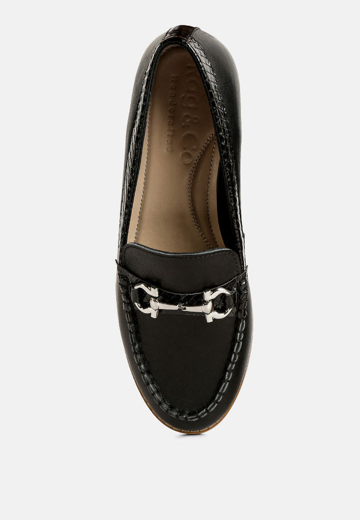 holda horsebit embelished loafers with stitch detail by ruw#color_black