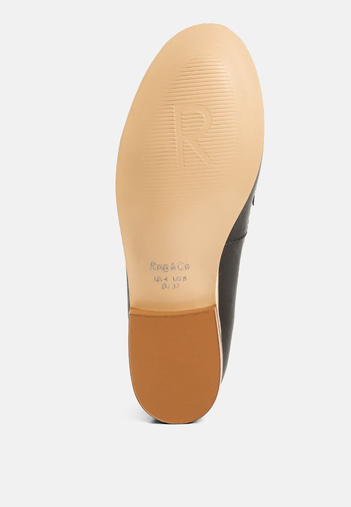 holda horsebit embelished loafers with stitch detail by ruw#color_black