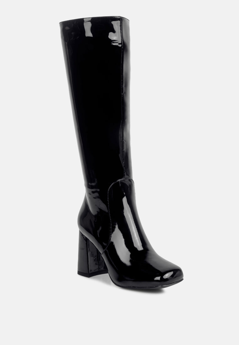 hypnotize patent pu block heeled calf boots by ruw#color_black