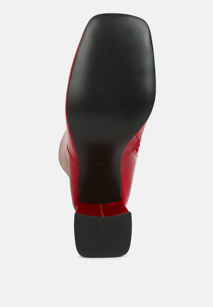 hypnotize patent pu block heeled calf boots by ruw#color_burgundy