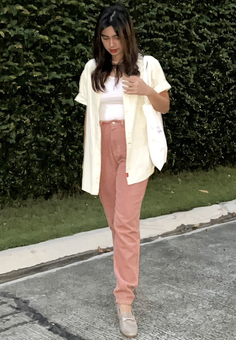 high waist corduroy pants#color_blush