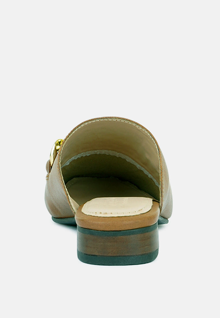 honey leather chain detail mules by ruw#color_tan