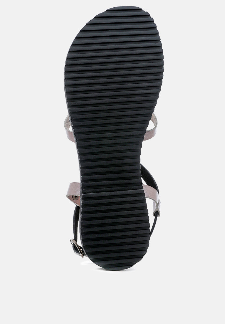 june strappy flat leather sandals by ruw#color_black-pewter