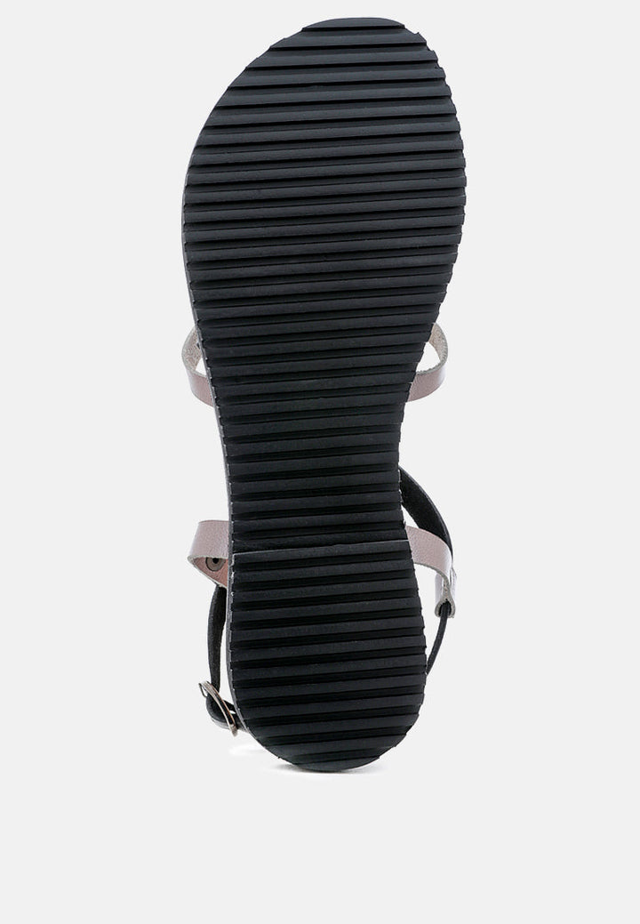june strappy flat leather sandals by ruw#color_black-pewter