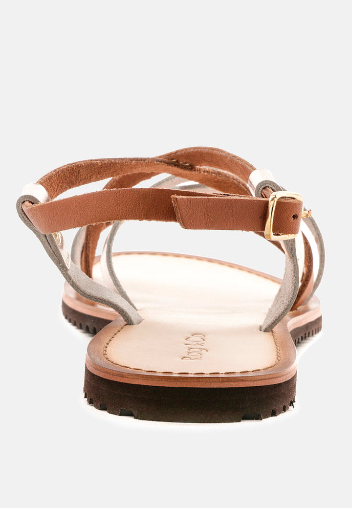 june strappy flat leather sandals by ruw#color_tan