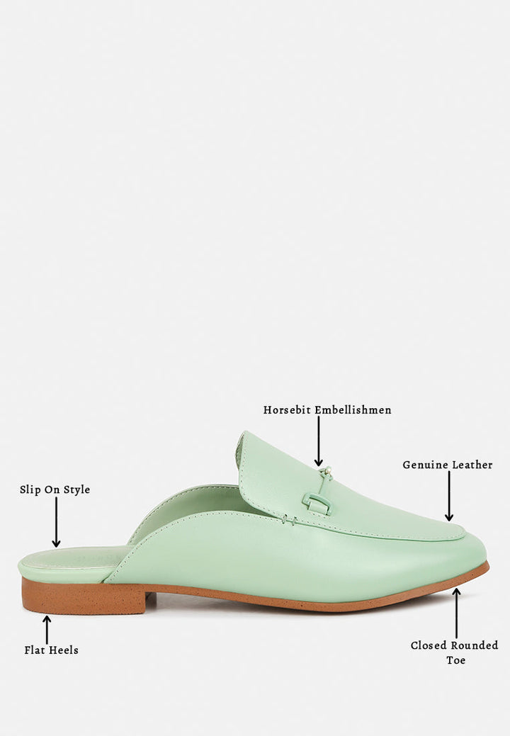 kristy horsebit embellished mules by ruw#color_mint-green