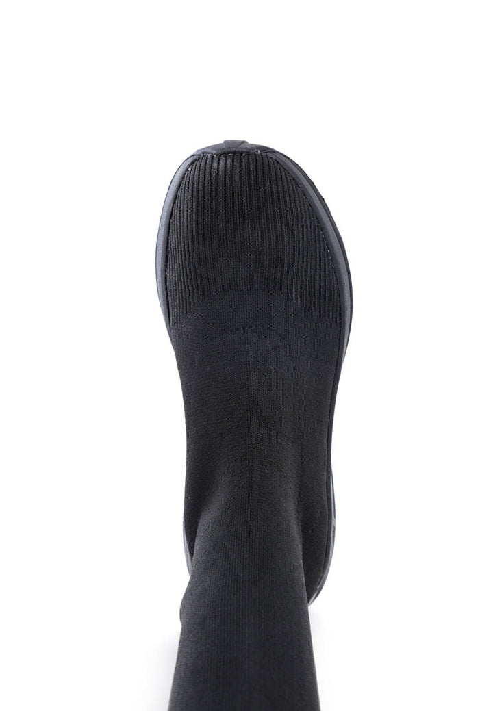 kladus knitted thigh high winter boots#color_black
