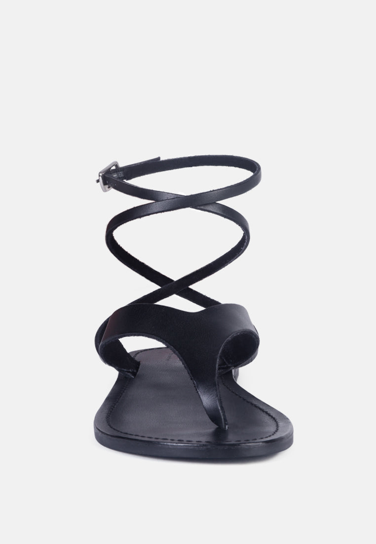 wrap-up tie around flat sandals by ruw#color_black