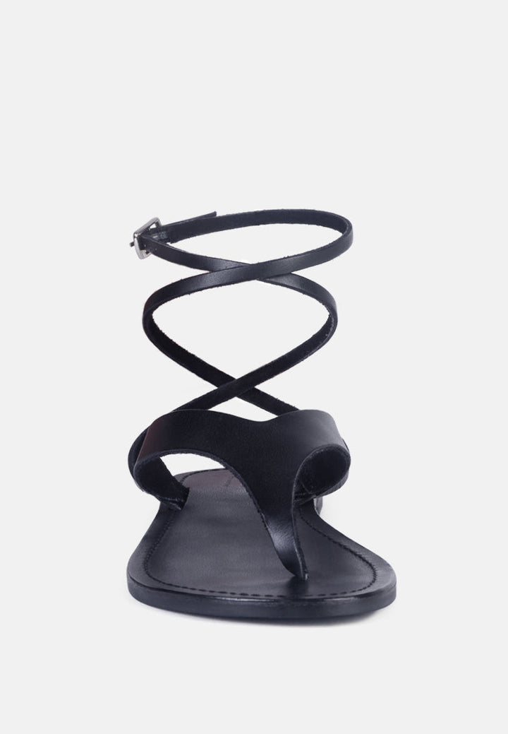 wrap-up tie around flat sandals by ruw#color_black