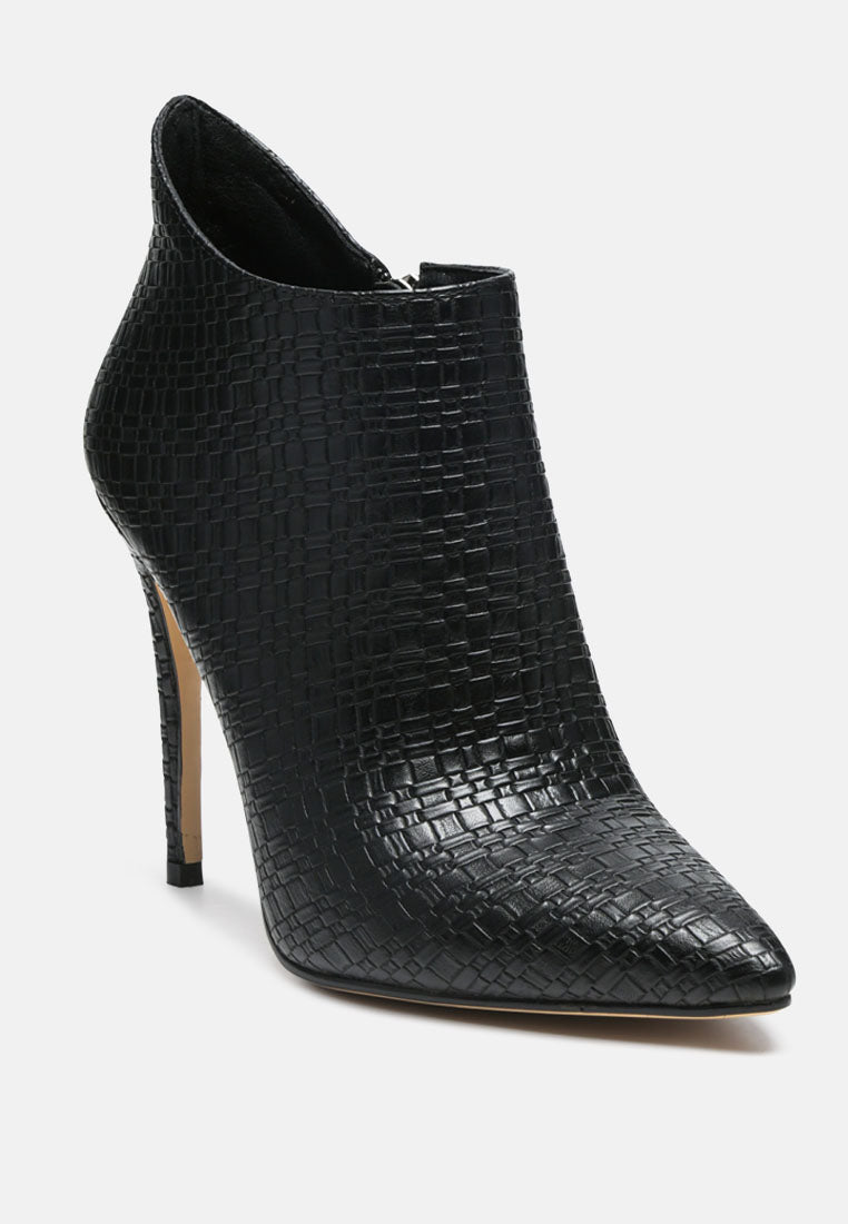 lolita woven texture stiletto boot#color_black