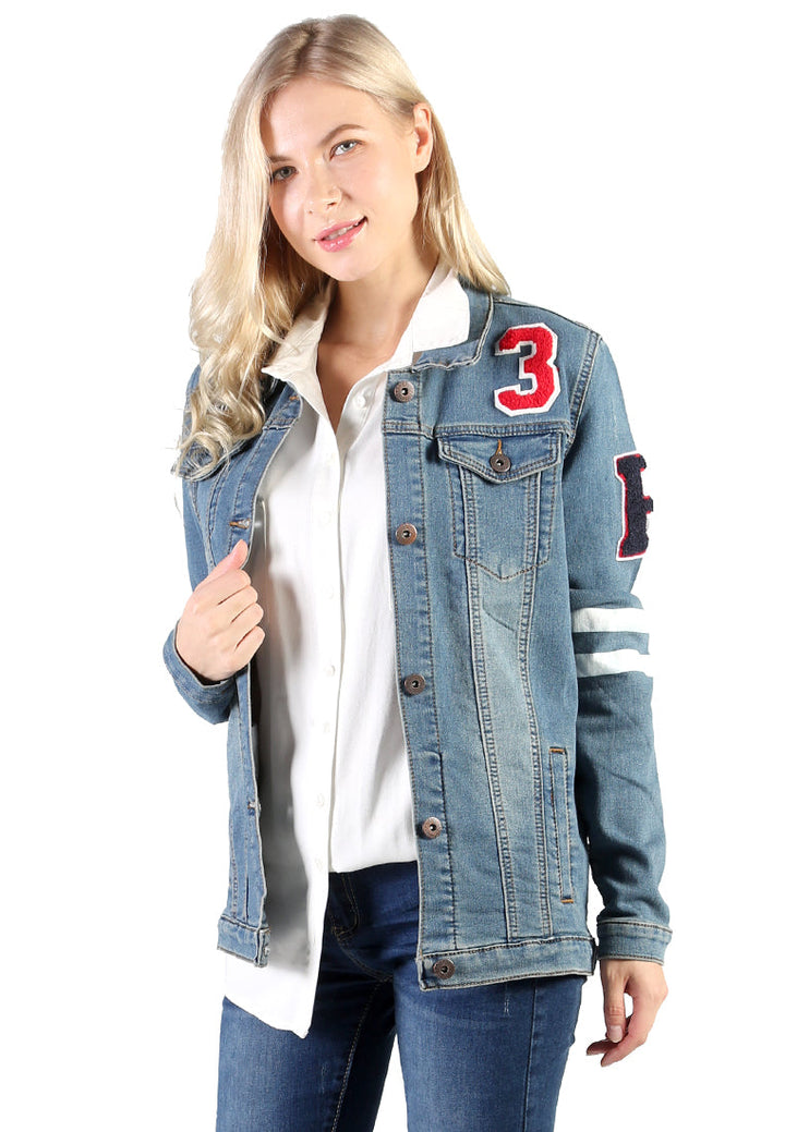 denim jacket with patch graphic detail#color_light-blue