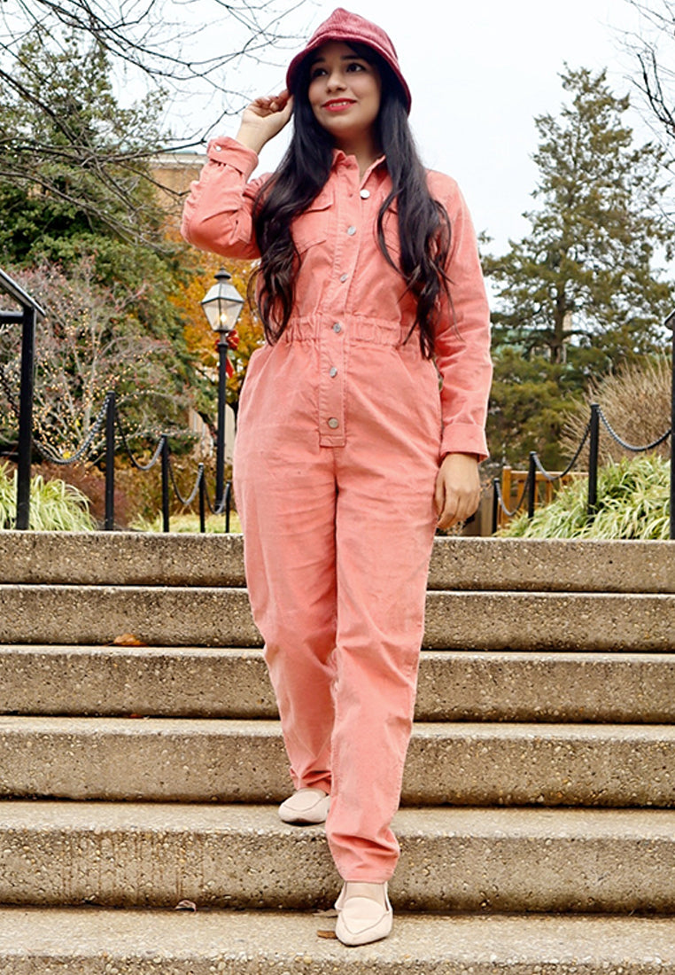 lightweight utility button jumpsuit#color_pink