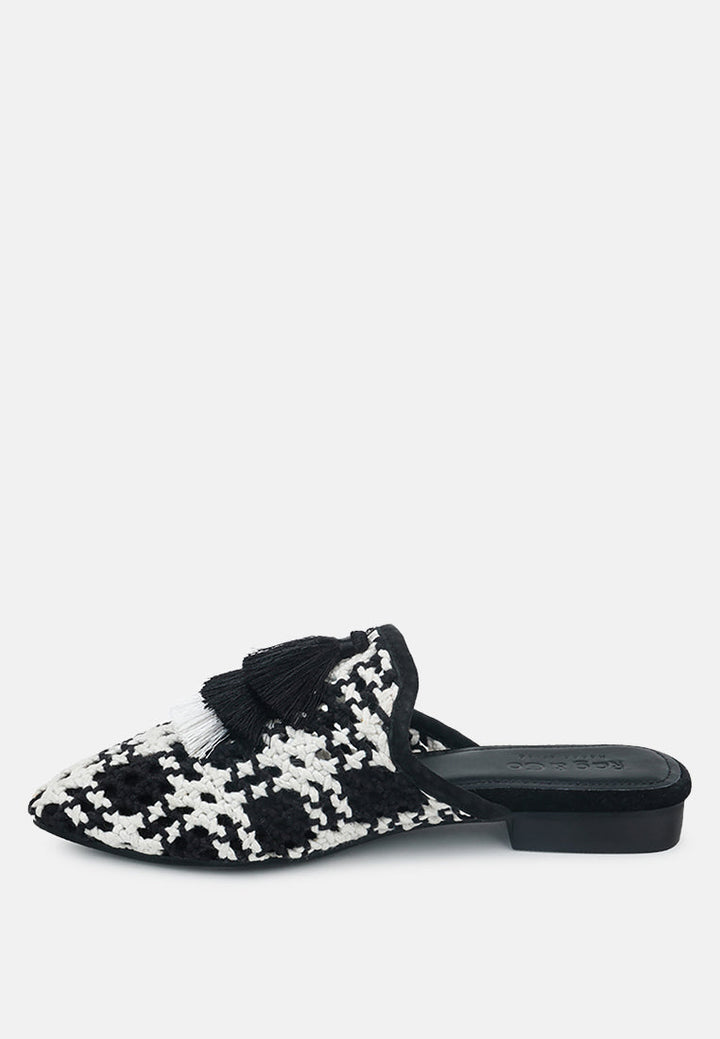 mariana woven flat mules with tassels by ruw#color_black