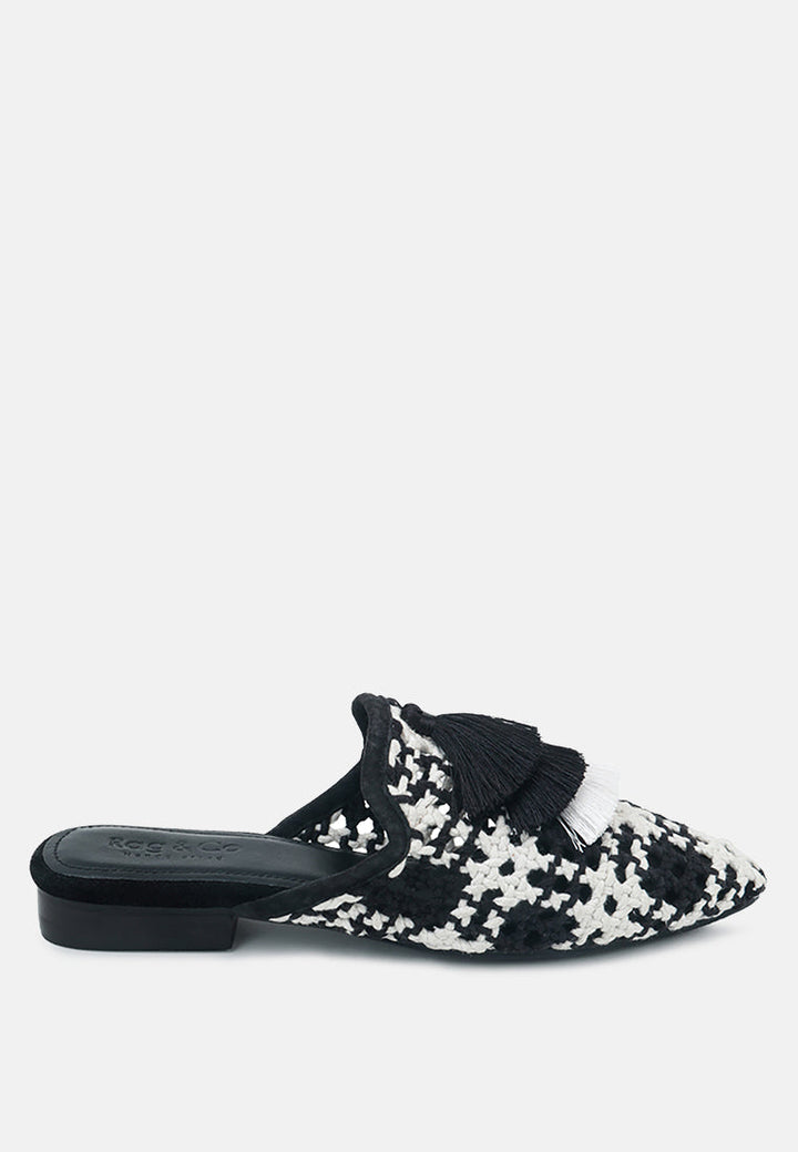 mariana woven flat mules with tassels by ruw#color_black