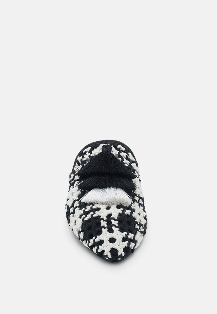 mariana woven flat mules with tassels by ruw#color_black